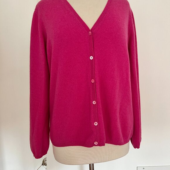 Vintage LL Bean Cashmere pink Cardigan sweater size M -L - Picture 2 of 9
